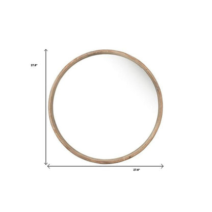 28" Brown Solid Wood Round Framed Accent Mirror HomeRoots