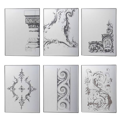 Set of Six Decorative Antiqued Glass Black Metal Framed Mirror Set HomeRoots