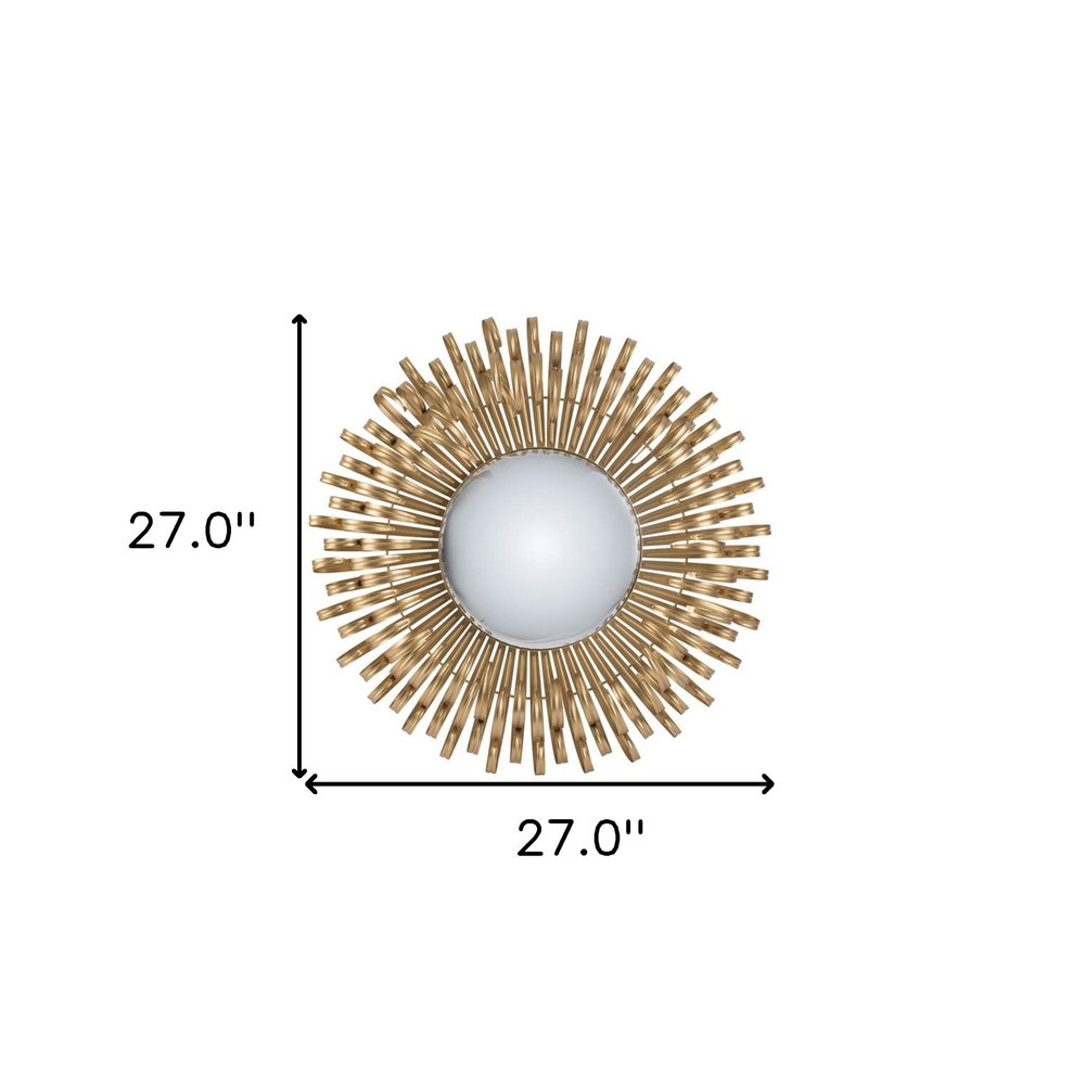 27" Gold Sunburst Iron Framed Accent Mirror HomeRoots