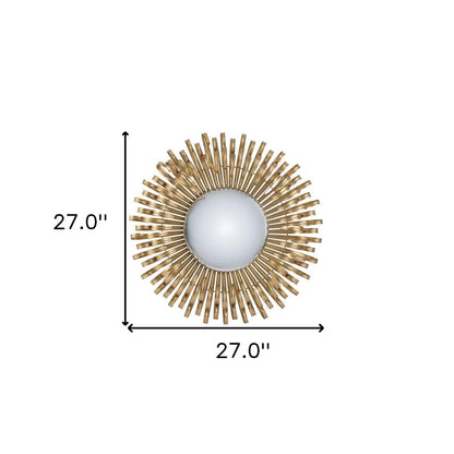 27" Gold Sunburst Iron Framed Accent Mirror HomeRoots