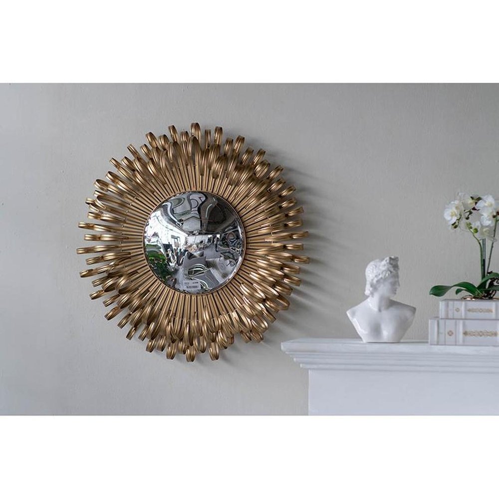 27" Gold Sunburst Iron Framed Accent Mirror HomeRoots