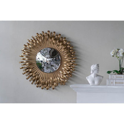 27" Gold Sunburst Iron Framed Accent Mirror HomeRoots