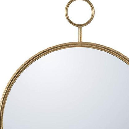 32" Gold Round Iron Framed Accent Mirror HomeRoots