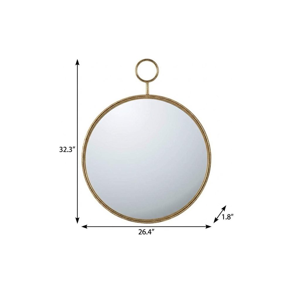 32" Gold Round Iron Framed Accent Mirror HomeRoots