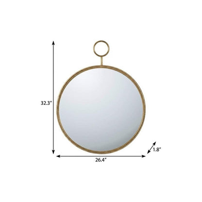32" Gold Round Iron Framed Accent Mirror HomeRoots