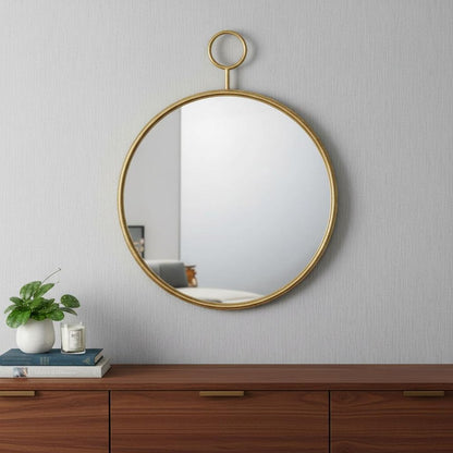 32" Gold Round Iron Framed Accent Mirror HomeRoots
