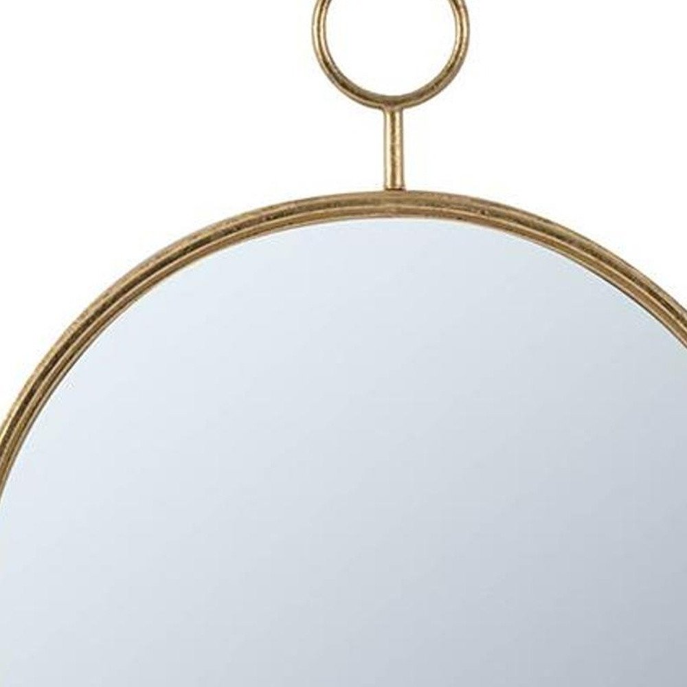 28" Gold Round Iron Framed Accent Mirror HomeRoots