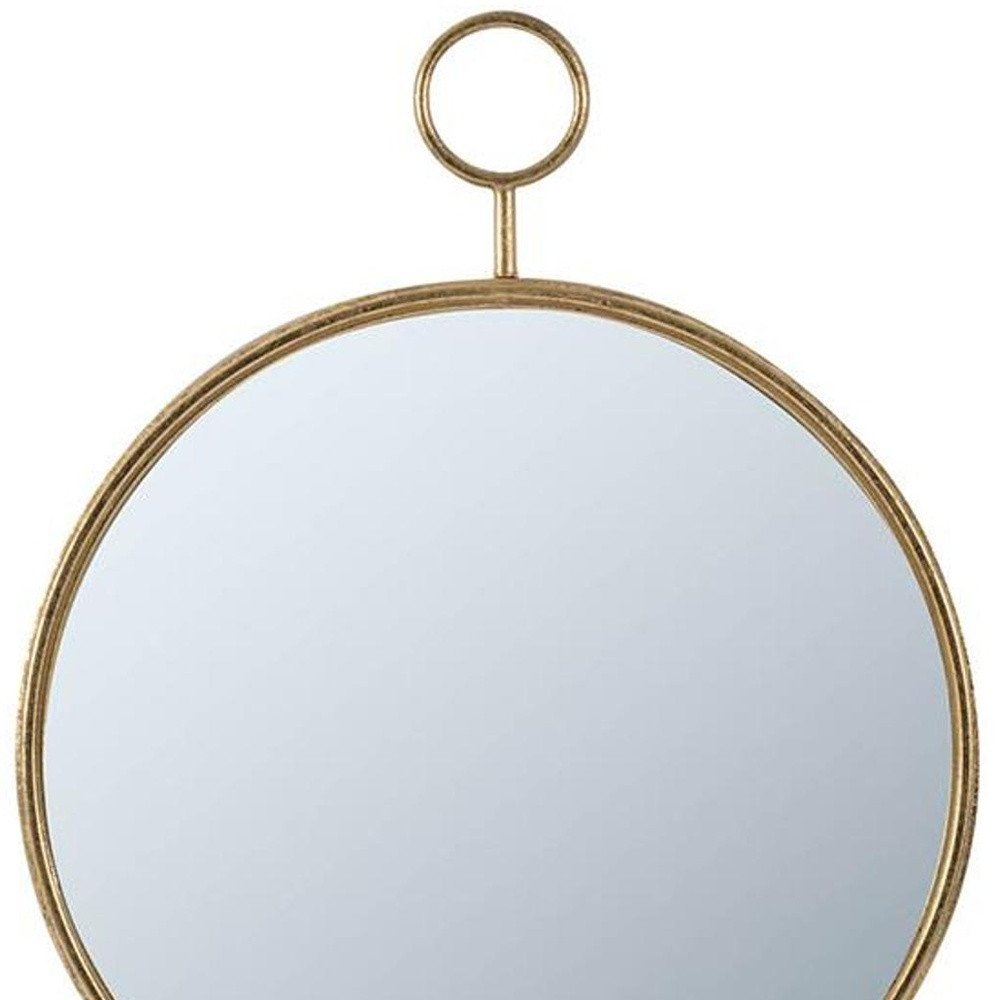 28" Gold Round Iron Framed Accent Mirror HomeRoots
