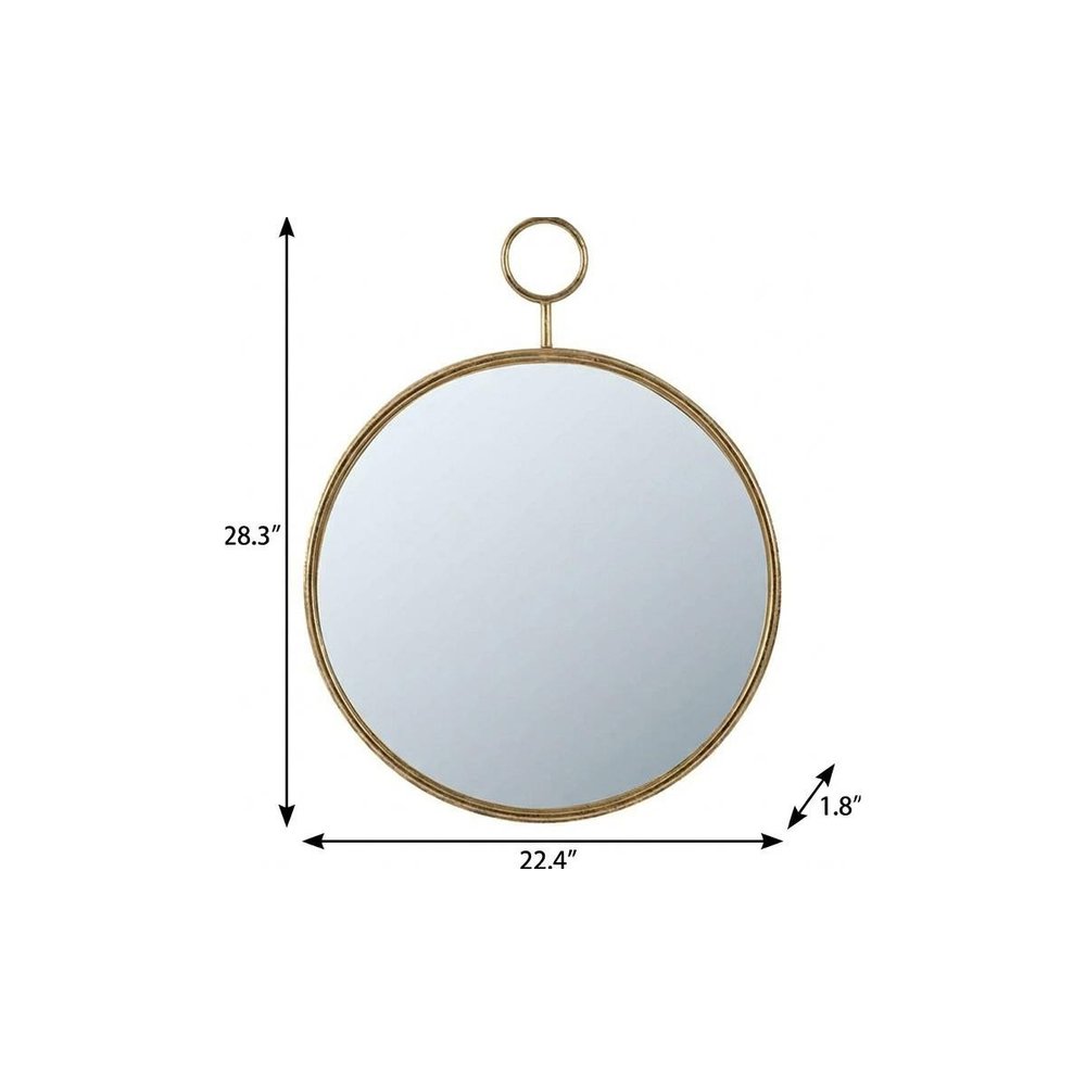 28" Gold Round Iron Framed Accent Mirror HomeRoots