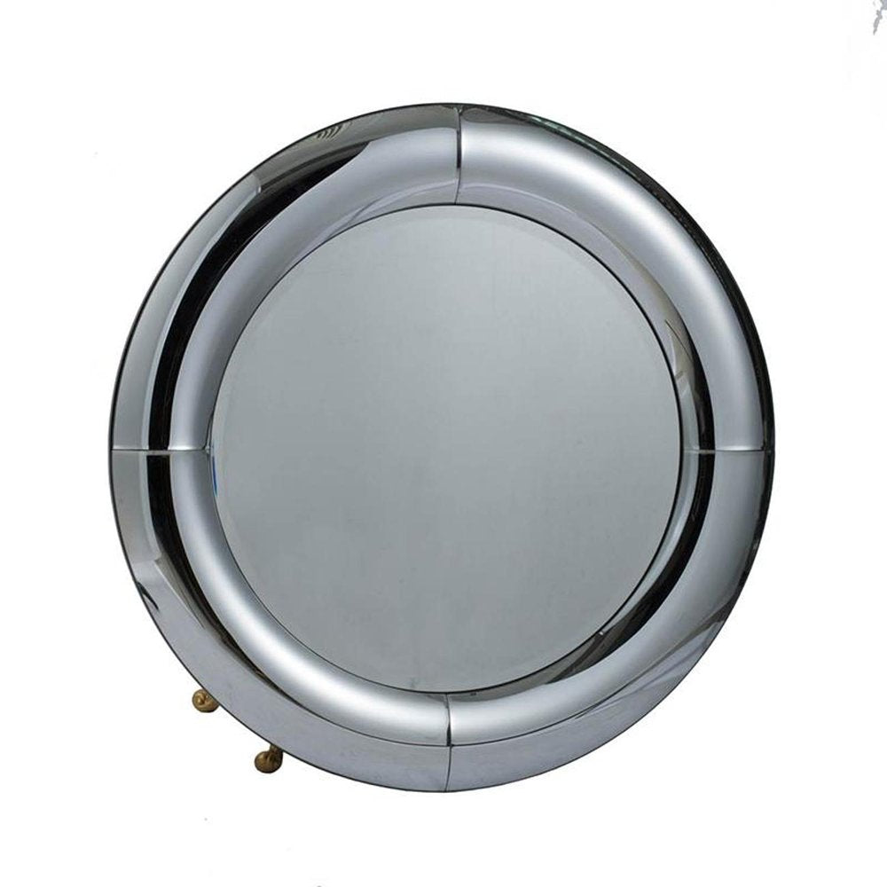 32" Silver Round Curved Frame Accent Mirror HomeRoots