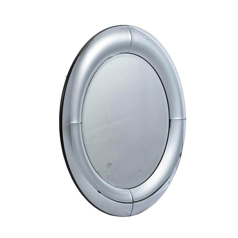 32" Silver Round Curved Frame Accent Mirror HomeRoots