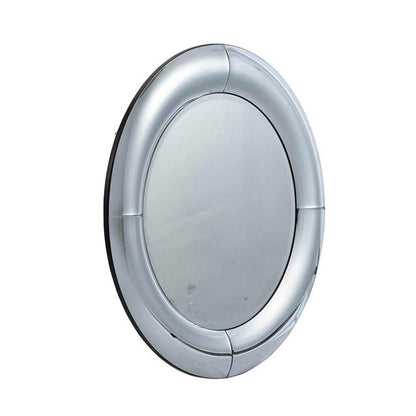 32" Silver Round Curved Frame Accent Mirror HomeRoots