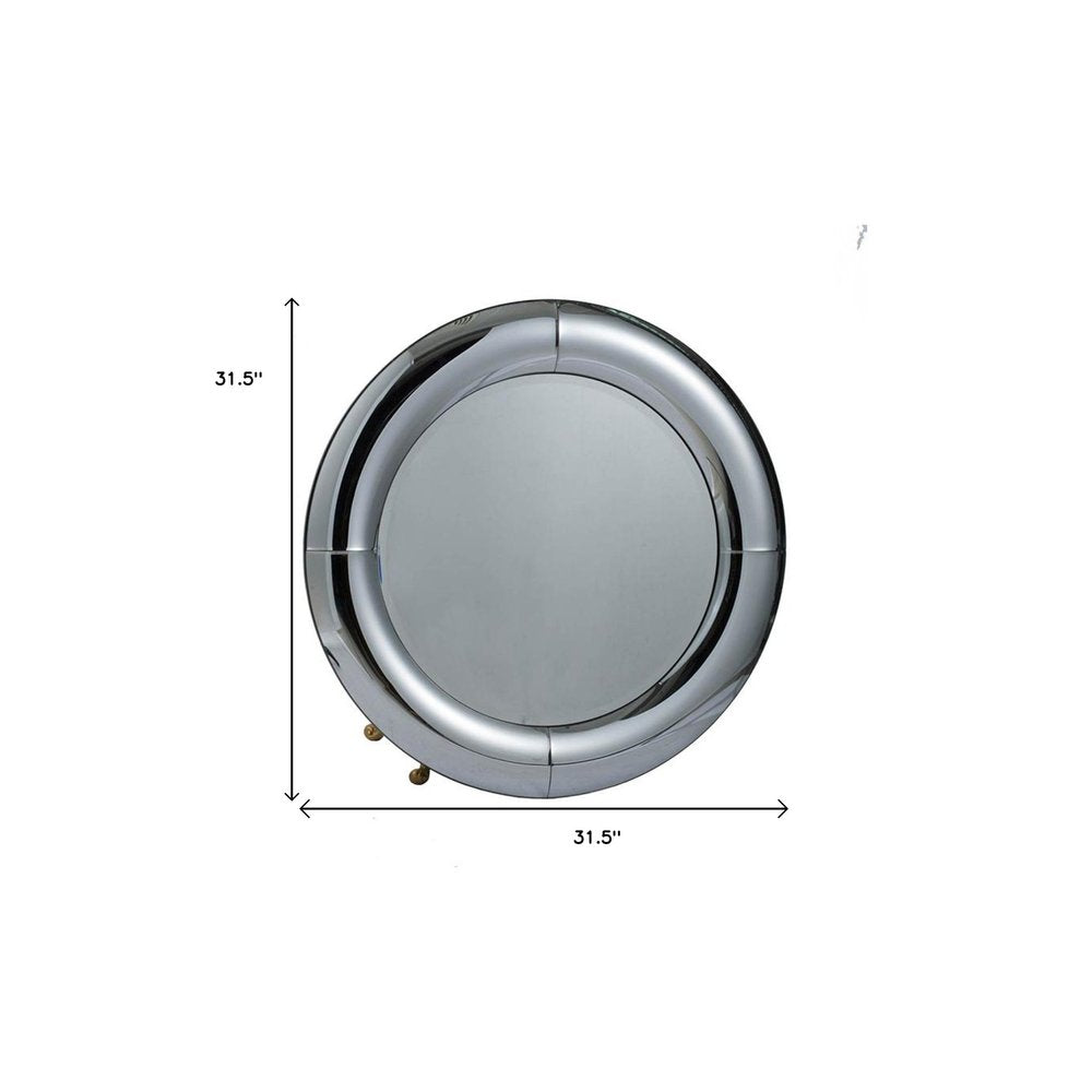 32" Silver Round Curved Frame Accent Mirror HomeRoots
