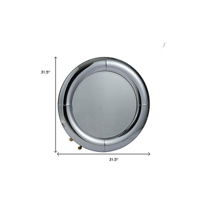 32" Silver Round Curved Frame Accent Mirror HomeRoots