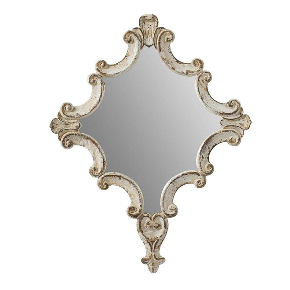 30" White Diamond Solid Wood Framed Accent Mirror HomeRoots
