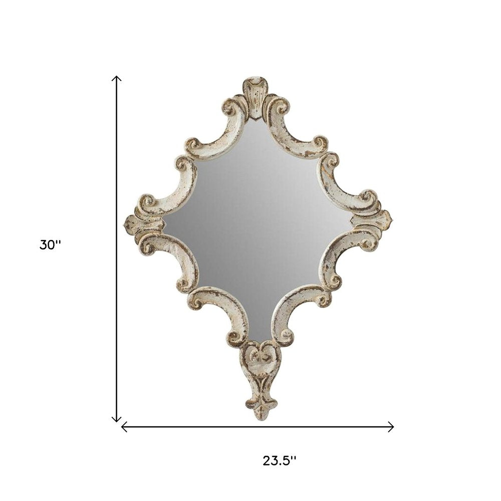 30" White Diamond Solid Wood Framed Accent Mirror HomeRoots