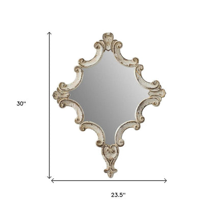 30" White Diamond Solid Wood Framed Accent Mirror HomeRoots