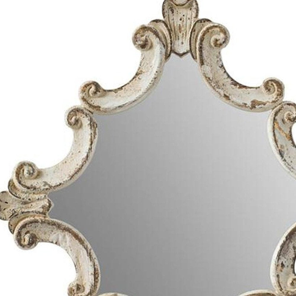 30" White Diamond Solid Wood Framed Accent Mirror HomeRoots