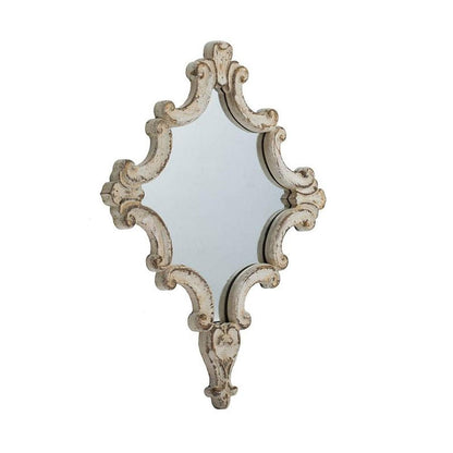 30" White Diamond Solid Wood Framed Accent Mirror HomeRoots