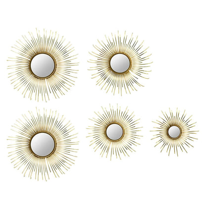 Set of Five Gold Sunburst Metal Framed Mirror Set HomeRoots