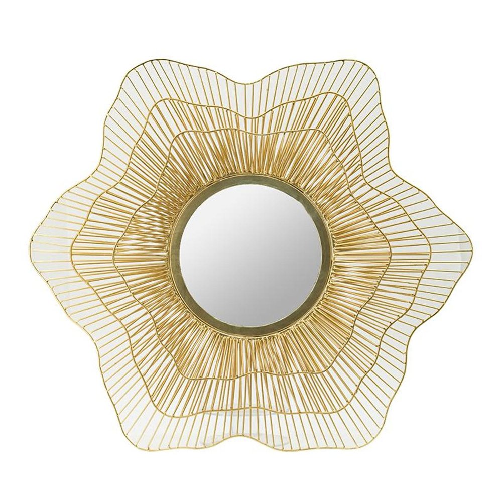 27" Gold Floral Sunburst Iron Framed Accent Mirror HomeRoots