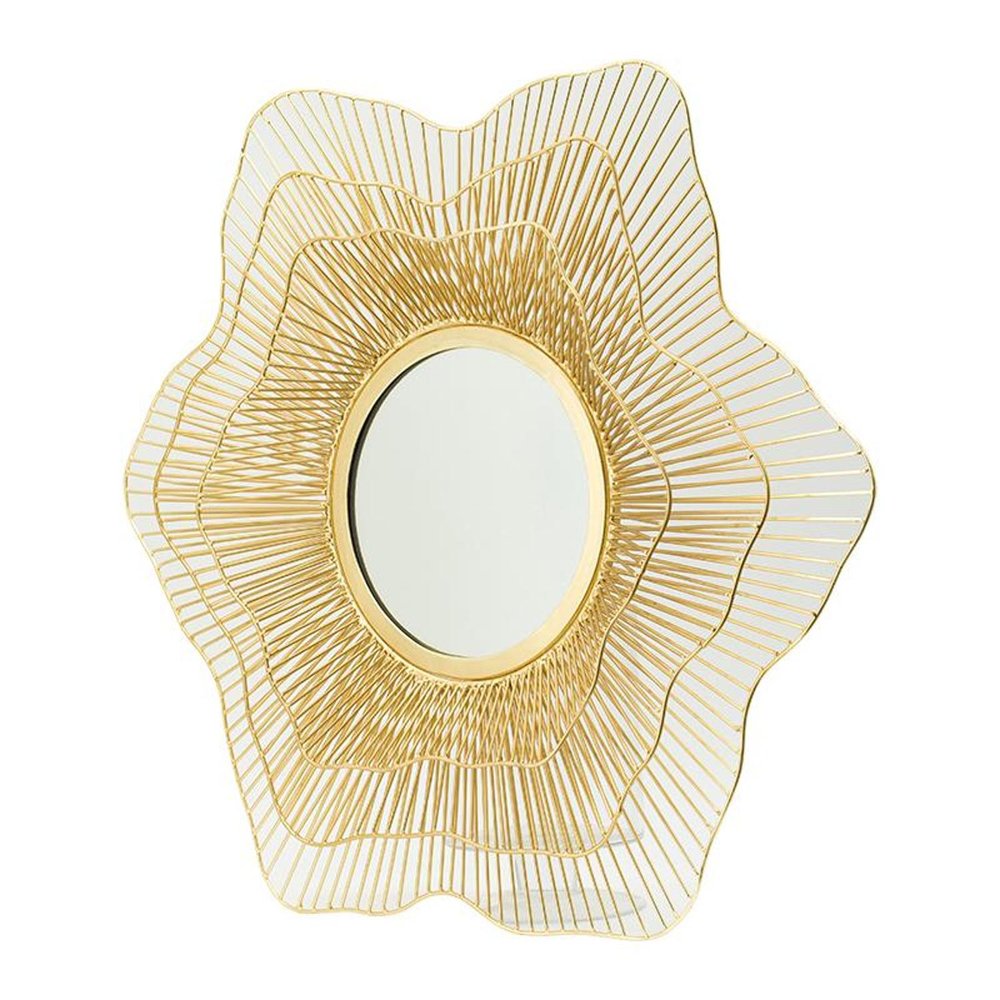 27" Gold Floral Sunburst Iron Framed Accent Mirror HomeRoots