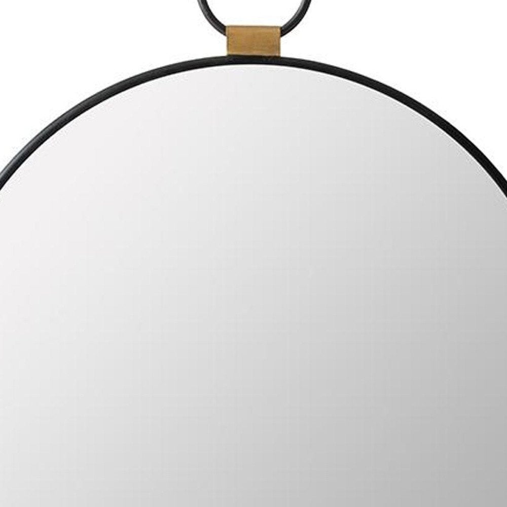 23" Black Round Metal Framed Accent Mirror HomeRoots