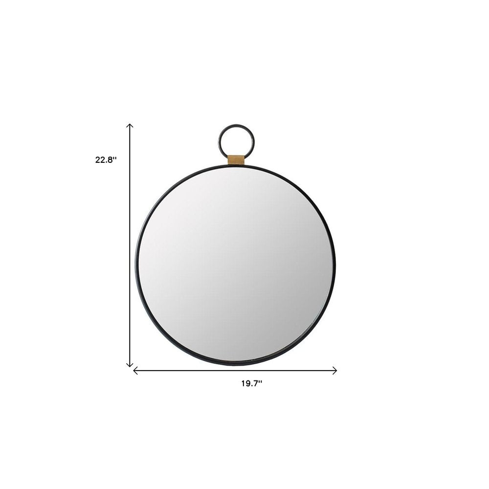 23" Black Round Metal Framed Accent Mirror HomeRoots