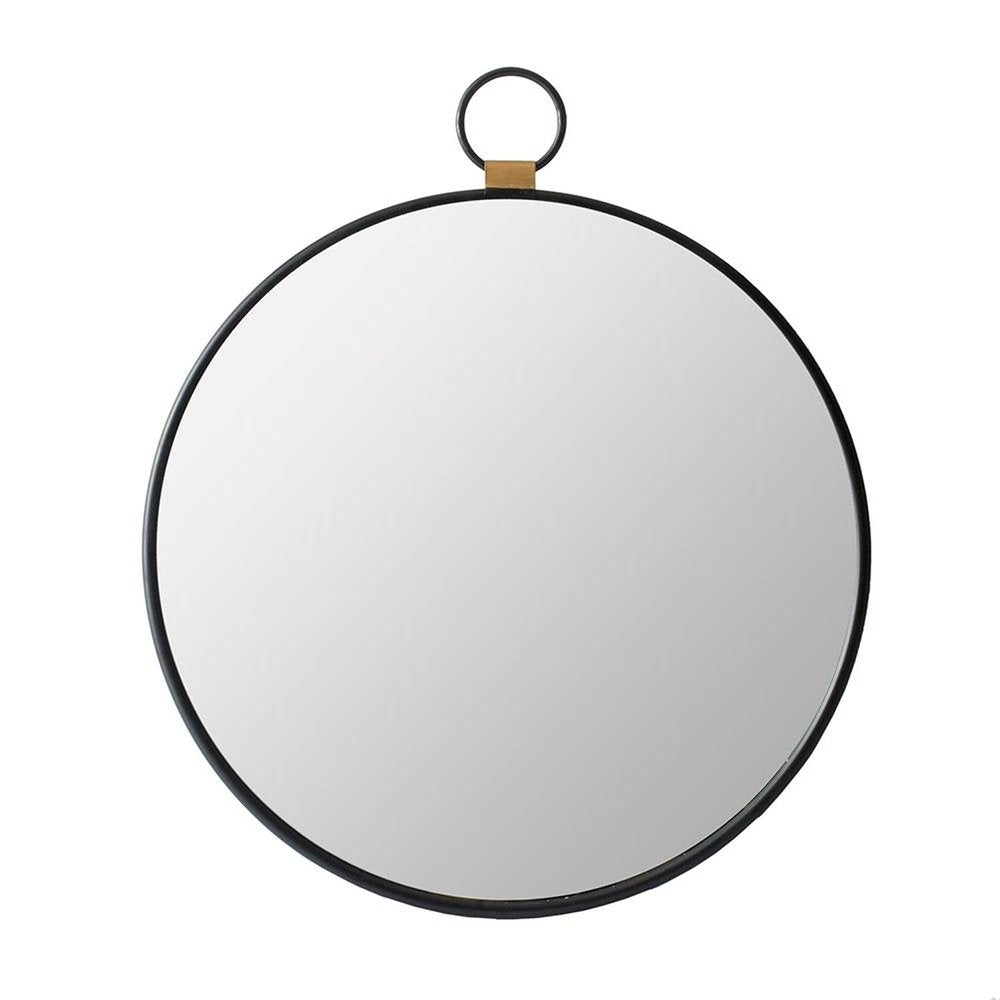 28" Black Round Iron Framed Accent Mirror HomeRoots