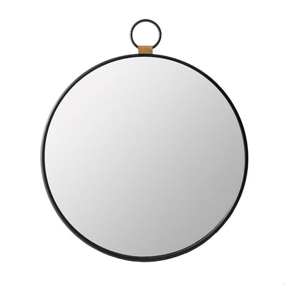 28" Black Round Iron Framed Accent Mirror HomeRoots