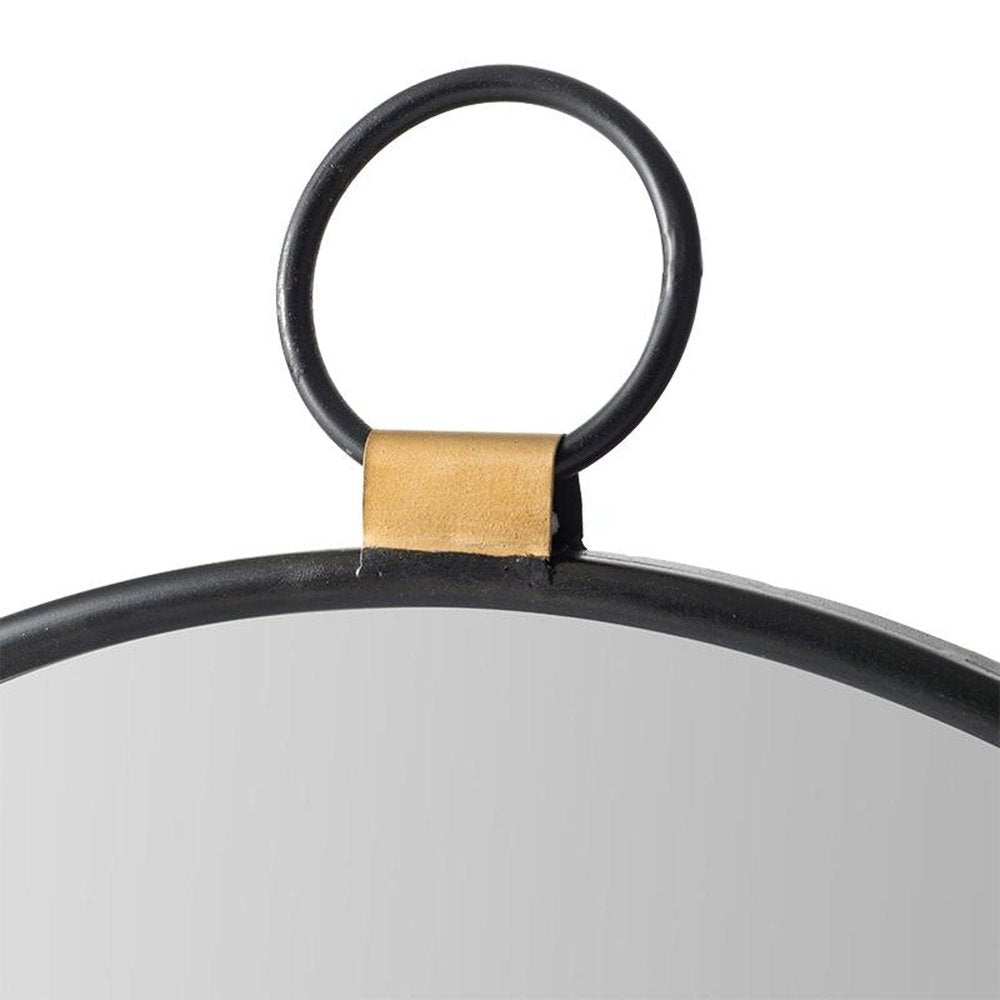 28" Black Round Iron Framed Accent Mirror HomeRoots