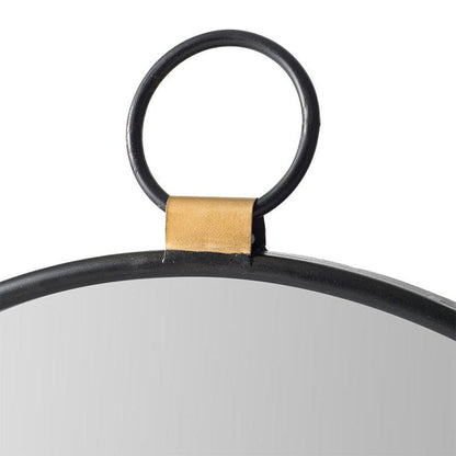 28" Black Round Iron Framed Accent Mirror HomeRoots