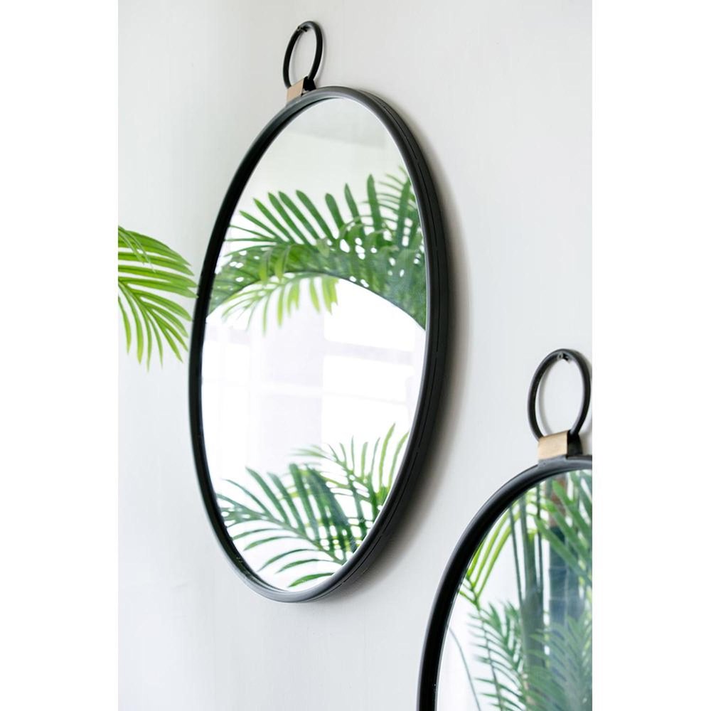 28" Black Round Iron Framed Accent Mirror HomeRoots