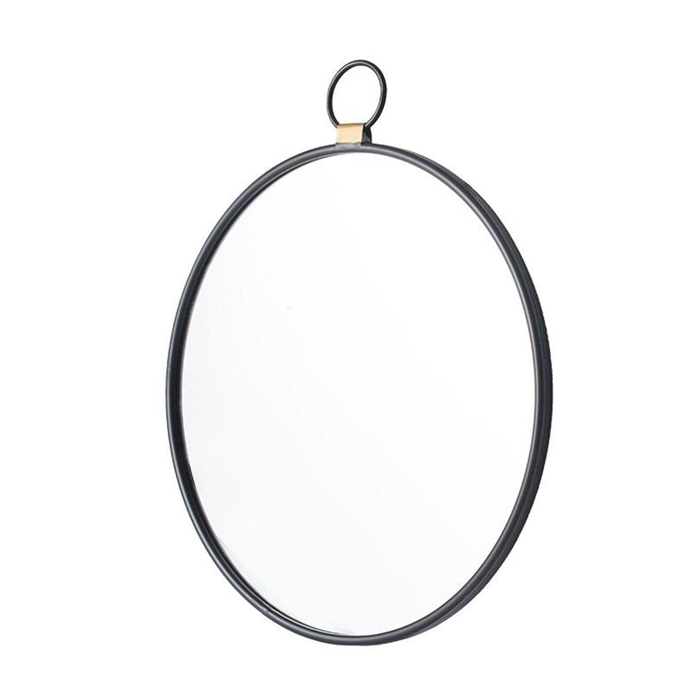 28" Black Round Iron Framed Accent Mirror HomeRoots