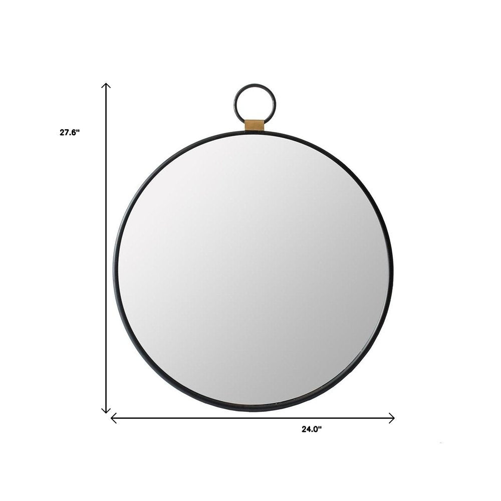 28" Black Round Iron Framed Accent Mirror HomeRoots