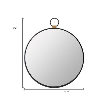28" Black Round Iron Framed Accent Mirror HomeRoots