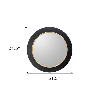 32" Black And Gold Lighted Round Metal Framed Accent Mirror HomeRoots