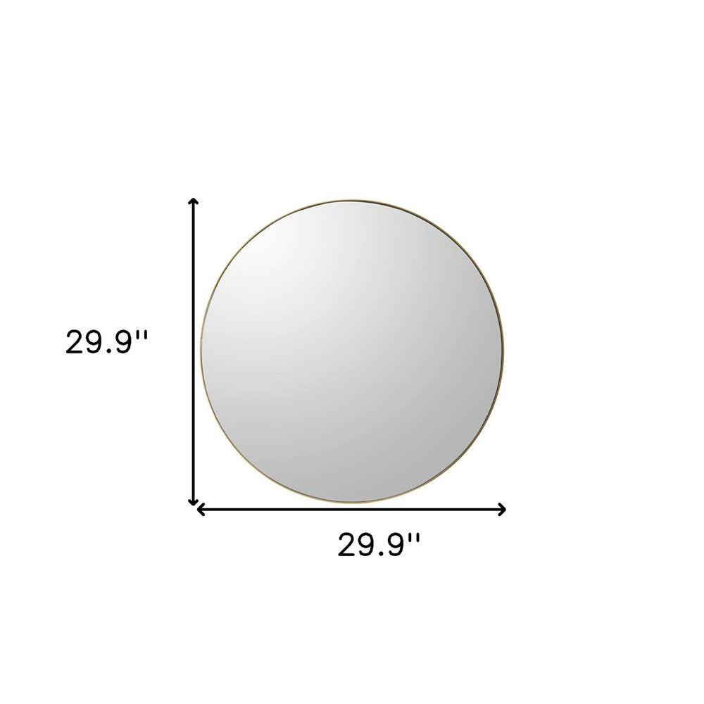 30" Gold Round Wood Framed Accent Mirror HomeRoots