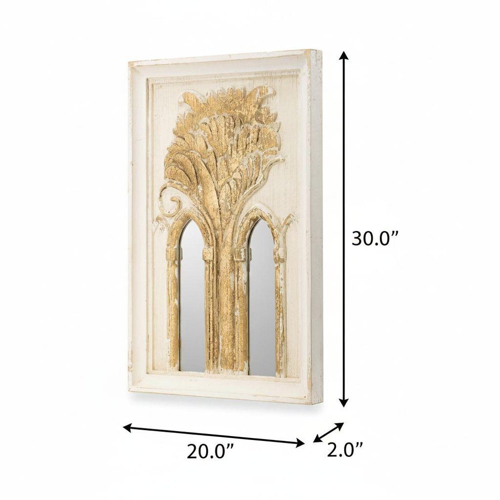 Set of Two 30" White and Gold Wood Framed Accent Mirrors — view 6