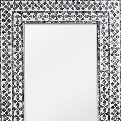 36" Black And White Geometric Mosaic Capiz Shell Framed Accent Mirror HomeRoots