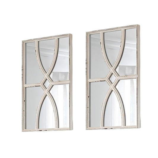 Set of Two White Wood Framed Accent Mirror HomeRoots