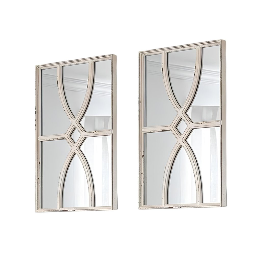 Set of Two White Wood Framed Accent Mirror HomeRoots