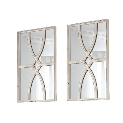 Set of Two White Wood Framed Accent Mirror HomeRoots