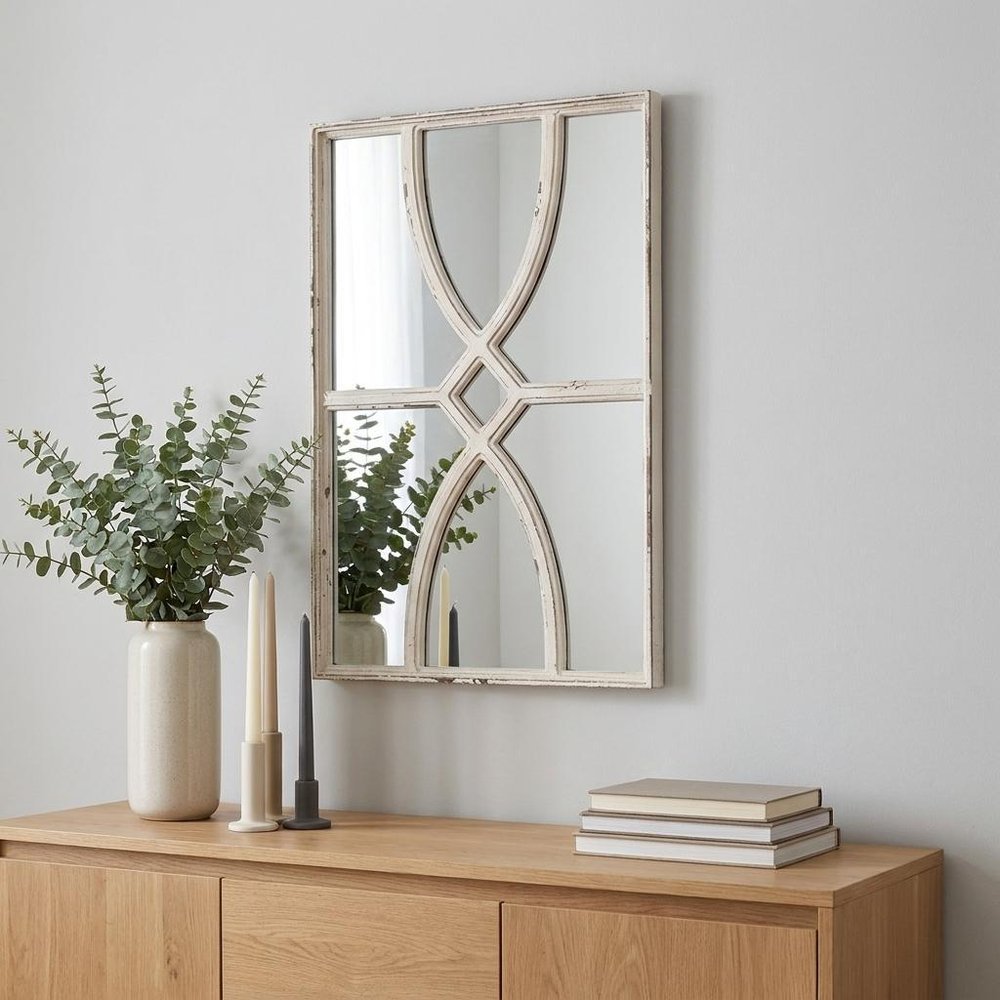Set of Two White Wood Framed Accent Mirror HomeRoots