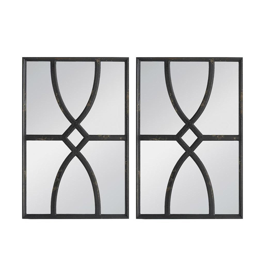 Set of Two Black Wood Framed Accent Mirror HomeRoots
