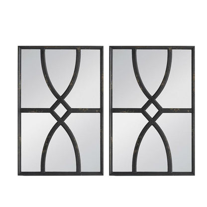 Set of Two Black Wood Framed Accent Mirror HomeRoots