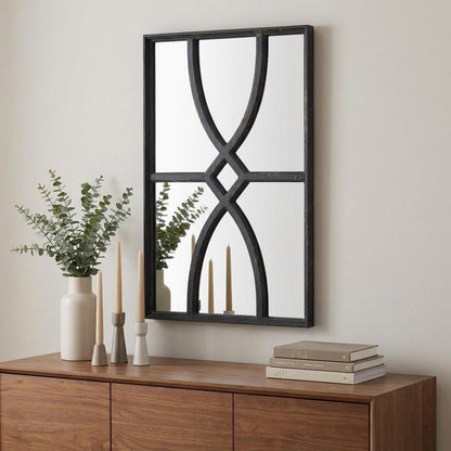 Set of Two Black Wood Framed Accent Mirror HomeRoots
