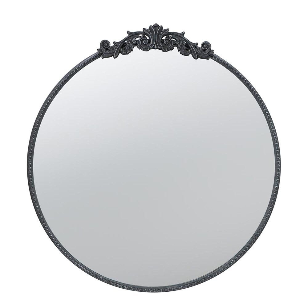 32" Black Crowned Top Iron Framed Accent Mirror HomeRoots