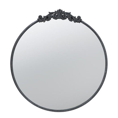 32" Black Crowned Top Iron Framed Accent Mirror HomeRoots