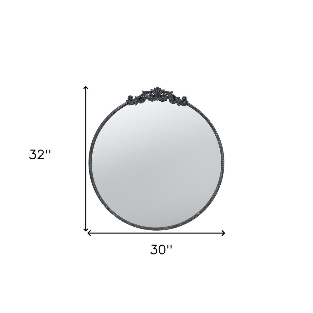 32" Black Crowned Top Iron Framed Accent Mirror HomeRoots